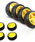 Eight Pack Dope Wheel Set For RC Cars And Smart Robots, 65mm Rubber Tires, 51.8mm Inner Diameter, 27mm Width, front view