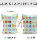 Front and back view of Waterproof Wet Bag And Travel Buddy For Swimwear, Diapers, Gym Clothes, Toiletries, And Makeup, Reusable 26x32 cm, daisy floral pattern, dimensions shown.