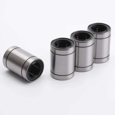 Beefed Up Linear Bearing Set 20mm Bore, 32mm Outer Diameter, 42mm Length, 4 Pack For CNC Machines, 3D Printers And Automation Projects With Double Sealed Ball Bushing For Smooth And Precise Motion, four silver linear bearings