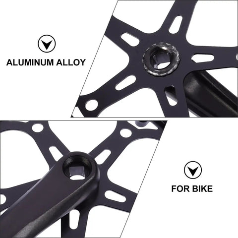 Top view of aluminum alloy Single Ring Bike Crankset Kit for Single Speed Mountain and Fixed Gear Track Bikes, close-up detail.