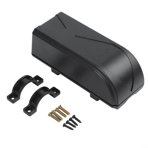 Black Built Tough ABS Metal Ebike Controller Case Waterproof Box with clamps and screws for scooter and bike conversions.