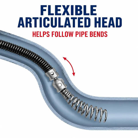 Flexible articulated head of 16mm Drain Cleaner Cutter Head Set for Ridgid K-60 2010 to 2015, designed to navigate pipe bends.