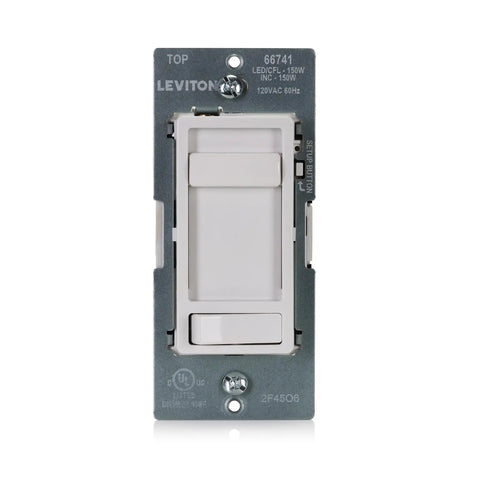 SureSlide LED Dimmer Switch for 150W Dimmable LED Halogen and Incandescent Bulbs and Fixtures White front view