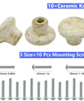 10 Pack Handcrafted Ceramic Cabinet Knobs Featuring Gorgeous Granite Marble Finish with 10 screws of 3 sizes for dressers.