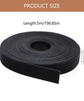Heavy Duty Reusable Cable Management Straps White Tearable Cord Organizer Tie For Computer Speaker Guitar Wires Snag Up Messy Cords And Keep Your Desk Looking Super Clean Every Day, 5m length and 12mm wide black strap.