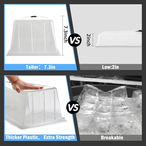 Extra Tall 7.3 Inch Humidity Domes For 1020 Seed Trays With Adjustable Vents Thick Clear Plastic BPA Free Fits Standard 10 By 20 Germination Propagation Cloning Ideal For Vigorous Seedlings And Fast Germination