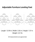 Illustrated dimensions of Adjustable Furniture Leveling Feet Screw In Legs For Sofa Bed Or Table, made from durable PP plastic.