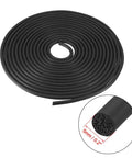 Tough As Nails Premium EPDM Rubber Foam Tape Weather Seal Strip For Door And Window Gaps 5mm Diameter By 16.4 Feet Black, rolled tape with a cross-section view.