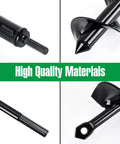 Close-up of Planting Auger Drill Bit Set Four Pack Three Eighth Inch Hex Drive Garden Bits, showcasing metal tip and hex drive details