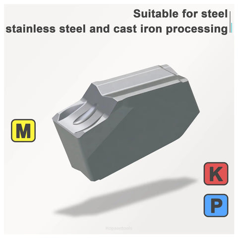 Heavy Duty Self Locking Carbide Inserts for CNC Lathe Grooving and Cut Off, 0.087 Inch Wide, PVD Coated, image of insert