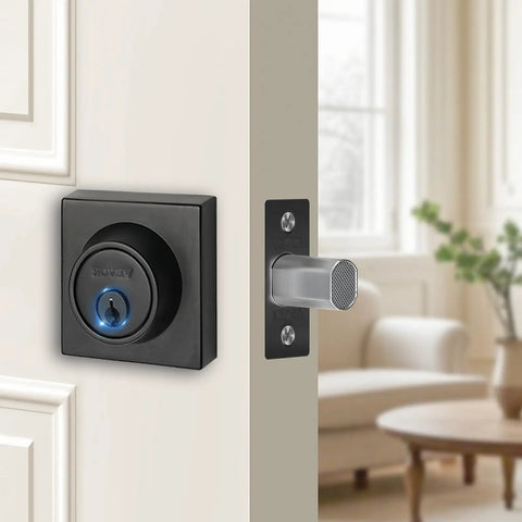 Full Metal Single Cylinder Deadbolt Lock Keyed One Side Comes With Three Heavy Duty Keys Matte Black Finish on door