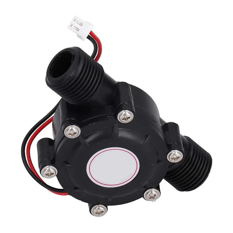 Get Your Flow Going Mini 12V DC Hydroelectric Water Power Generator Kit showing front view of durable black turbine system