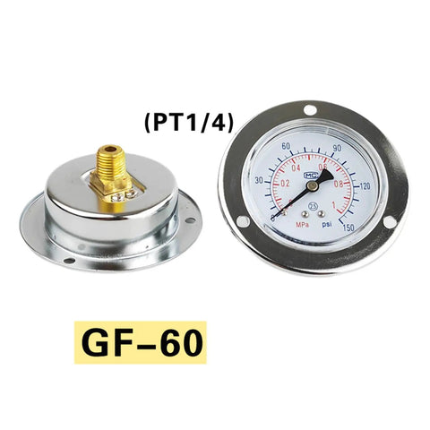 Pro Grade Industrial Pressure Gauge with brass thread, GF-60 model, durable dial for equipment monitoring, clear readouts.