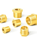 Brass Hex Bushing Fitting Kit 12-Piece For Plumbing And Hydraulic Lines Includes 1/4-1/8 to 3/4-1/2 Inch Fittings