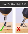 How To Use Drill Bit? Demonstration of Heavy Duty Brad Point Stubby Drill Bit Set For Woodworking with correct vertical position.