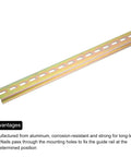 2 Pack DIN Rail Slotted Iron Mounting Guide 16 Inch Long 35mm Wide 7.5mm High Bronze Tone for Electrical Installations