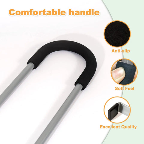 Close-up of gray Kids Bicycle Safety Trainer Push Bar Handle, showcasing anti-slip comfortable grip for balance and confidence.