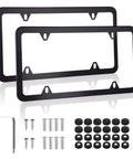 Stainless Steel License Plate Frames 2 Pack With 4 Hole Mount For US Vehicles Includes Screws Washers Caps Black Built Tough All Weather Car Exterior Accessory
