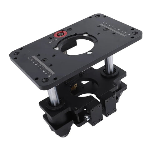 Top Shelf Router Lift System With Slick Quick Turn Crank And Clear Scale For Bulletproof Workshop Jobs crafted from solid aluminum alloy base.