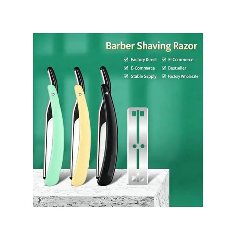 Manual Eyebrow Razor Vintage Folding Design for Quick Beard Touch Ups and Eyebrow Precision with vibrant colors and blades.