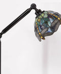 Tiffany Style Stained Glass Floor Lamp With Swivel Arm 72 Inch Tall Angle Adjustable Reading Light Antique Amber Yellow Dragonfly Shade