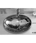 USZWBY Bathroom Vessel Sink European Ceramic Sink Art Basin Chrome Wash Basin Oval Sink Bathroom Sink Washbasin Above Counter Basin with Faucet,Silver Bathro top view showing dimensions and sleek chrome design.