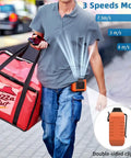 Person using 6000mAh Portable Waist Clip Fan With Necklace Mode, 23-Hour Battery Life, 6200RPM High Airflow, 3 Speed Hands-Free USB Belt Fan