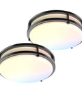 Pair of Energy Saving LED Flush Mount Ceiling Light 13 Inch 40W 4000 Lumen Dimmable Kitchen Fixture Black
