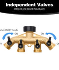 Four Way Garden Hose Splitter With Four Extension Adapters Brass Watering Splitter For Multiple Outlets Easy To Use Leak Free Includes Spring Protectors Spare Washers And Thread Sealing Tapes, brass 4-way valve