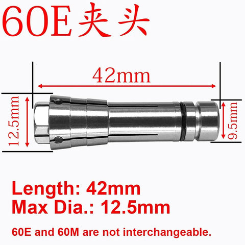 8mm High Precision Collet Chuck Head For DGZ60E CNC Router Spindle dimensions shown
