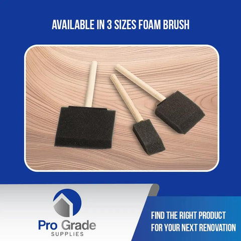 2 Inch Foam Brush Set 48 Count Poly Foam Applicators For Painting Stains Glue And Varnish Work Great For Hobbies And Crafts Inexpensive Disposable Multicolor Wood Handles shown in three sizes