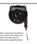 Heavy Duty Tool Balancer With 79 Inch Retractable Cable, Supports Tools From 1.3 To 6.6 Lbs, mounted on rail, instructions shown