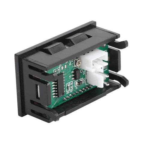 Side view of Dual LED Voltmeter Ammeter For Panel Mount Voltage And Current Meter Multimeter With Red And Blue Readouts 50A Capacity