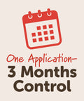 Illustration of a calendar with text 'One Application- 3 Months Control', related to Garden Perimeter Insect Granules 3lb