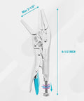 Long Nose Locking Pliers With Wire Cutter, Built Tough Chrome Vanadium Construction, shown in open position, 6-1/2 inch size