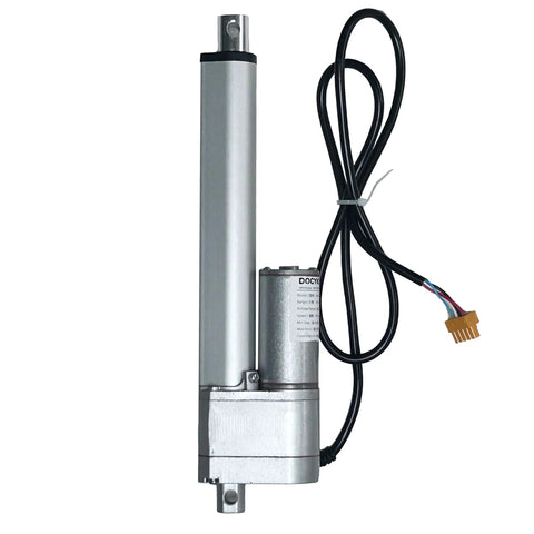 DOCYKE digital linear servo actuator with 150mm stroke, silver metal body, motor and multi-wire connector