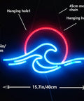 Sunrise Sunset Neon Sign Dimmable Wave Ocean Neon Wall Light For Living Room Bedroom Office Bar Party Christmas Ice Blue Red Color Options Tropical Lit Vibe Decor, featuring red and blue waves.