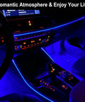 Interior Car LED Strip Lights 16.5Ft USB Neon EL Wire With 6mm Sewing Edge Blue Ambient Lighting Kit For Car Interior Decor