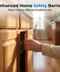 Hand opening wooden cabinet with Ultra Thin No Drill Magnetic Cabinet Catch Set With Adhesive Stainless Steel Door Latch