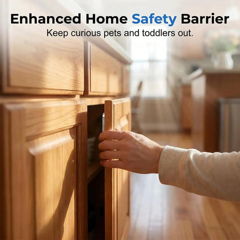 Hand opening cabinet using 8 Pack Ultra Thin Magnetic Cabinet Door Catches With Strong Adhesive Mounts No Drill Installation