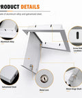 Heavy Duty Locking Aluminum Access Panel For Drywall Ceilings And Interior Walls Featuring Bulletproof Key Guard showing metal lock, screw holes, and hinge.