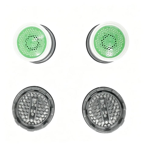 Kick Your Sink Game With This Knockout M16.5 Faucet Aerator Replacement Kit That Smooths Out Rough Water Flow And Includes A Handy Install Wrench For Zero Hassle Bathroom Or Kitchen Upgrades. Image of four M16.5 aerator inserts in green and black colors.