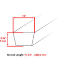 Diagram of V-belt dimensions for Idler Pulley With V Belt Kit For John Deere 100 Series And Scotts Lawn Tractors