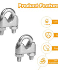 M3 Wire Rope Clamp And Thimble Kit For One Eighth Inch Steel Cable 304 Stainless Steel, two clamps and product features