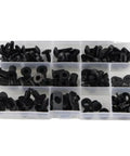 Heavy Duty Dope Motorcycle Hardware Kit With Washers Nuts And Screws For VTR1000 RVT1000R RC51 2000 2006 Black Finish Durable Countersunk Bolts And Motorbike Bolt Kit For Easy Repairs And Ride Ready Maintenance, black fasteners in organizer