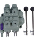 Heavy duty hydraulic valve 25 GPM with two levers for 3000 PSI systems, RD522 model for industrial and agricultural equipment.