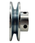 Side view of Workhorse Single Groove V Belt Pulley 3 Inch Outer Diameter 1 Inch Bore Carbon Steel Motor Pulley For A 4L 3L V Belts Zinc Plated 1020 Steel