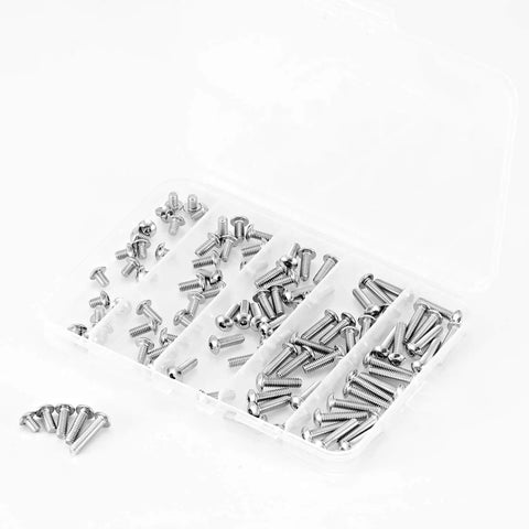 8-32 304 Stainless Steel Button Head Socket Cap Screws Kit With Allen Hex Drive Fully Threaded Machine Bright Finish Assorted 100-Piece Set