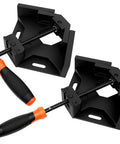 Tight Corner Clamping Done Right With These Badass Aluminum Right Angle Clamps Featuring Self Adjusting Swing Jaws And Fold Flat Handles for precise woodworking.