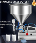Semi Automatic Paste Bottle Filling Machine Single Head Stainless Steel Liquid Pump dispensing liquid into glasses.